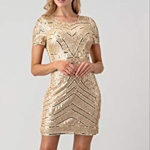 Minuet Sequin Short-Sleeve Dress